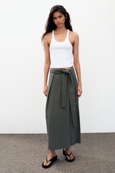 MITTELLANGER WICKELROCK - Petrol verwaschen von Zara