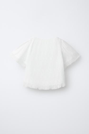 TOP PLISSÉ DENTELLE - Blanc de Zara - Image 1