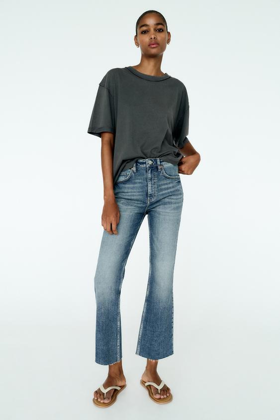 MID-RISE FLARED CROPPED TRF JEANS - Blue | ZARA South Africa