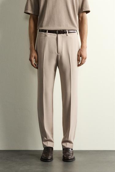 SLIM FIT SUIT TROUSERS - Sand / Marl by Zara