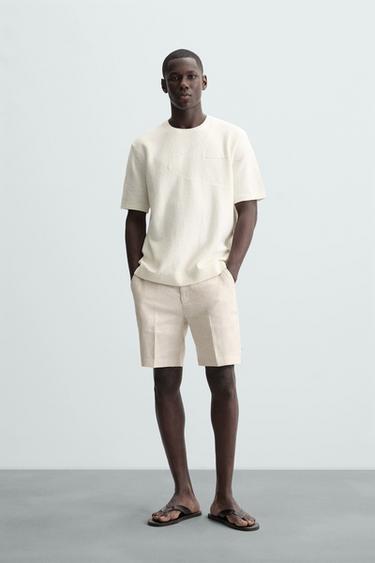 100% LINEN BERMUDA SHORTS - Sand by Zara