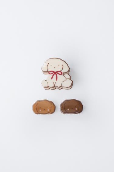 3-PACK OF DOG HAIR CLIPS - Brown by Zara