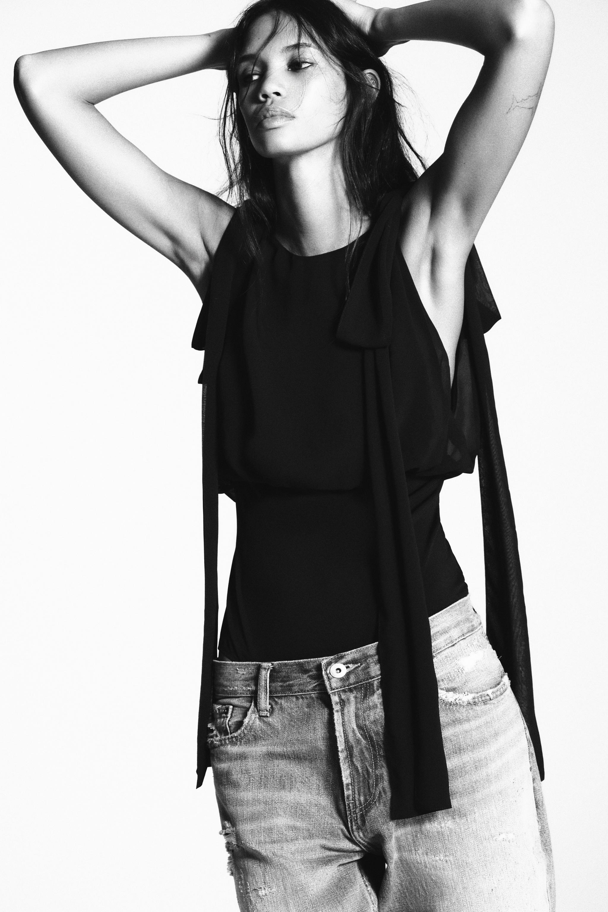 COMBINATION GEORGETTE BOW BODYSUIT