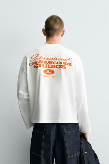 CONTRAST PRINT SLOGAN T-SHIRT - White by Zara - Image 2