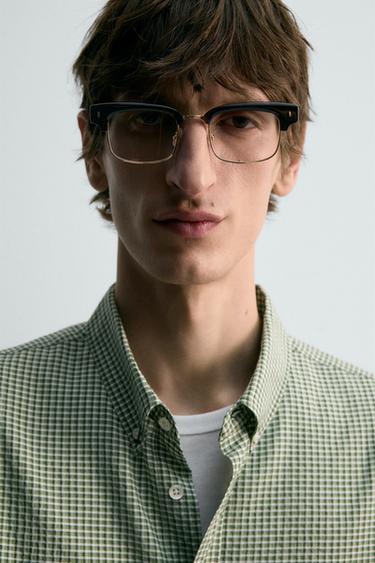 CHEMISE STRUCTURÉE À CARREAUX - Vert de Zara - Image 4