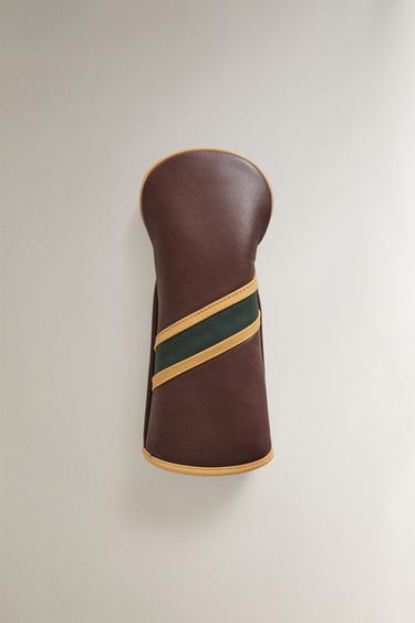 Zara LEATHER FAIRWAY WOOD GOLF CLUB COVER - Brown / Green