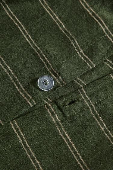 COPRIPIUMINO IN COTONE E LINO A RIGHE NATALE - Verde di Zara