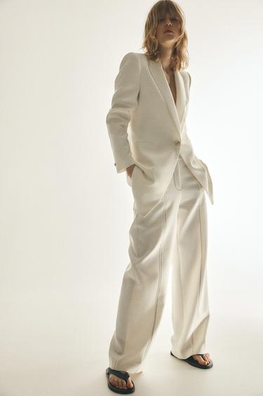 LONG BUTTON BLAZER - Ecru by Zara