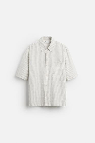 CAMISA COM TEXTURA LISTRADA - Branco da Zara