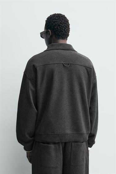 SWEAT POLO TEXTURÉ - Gris foncé de Zara - Image 2