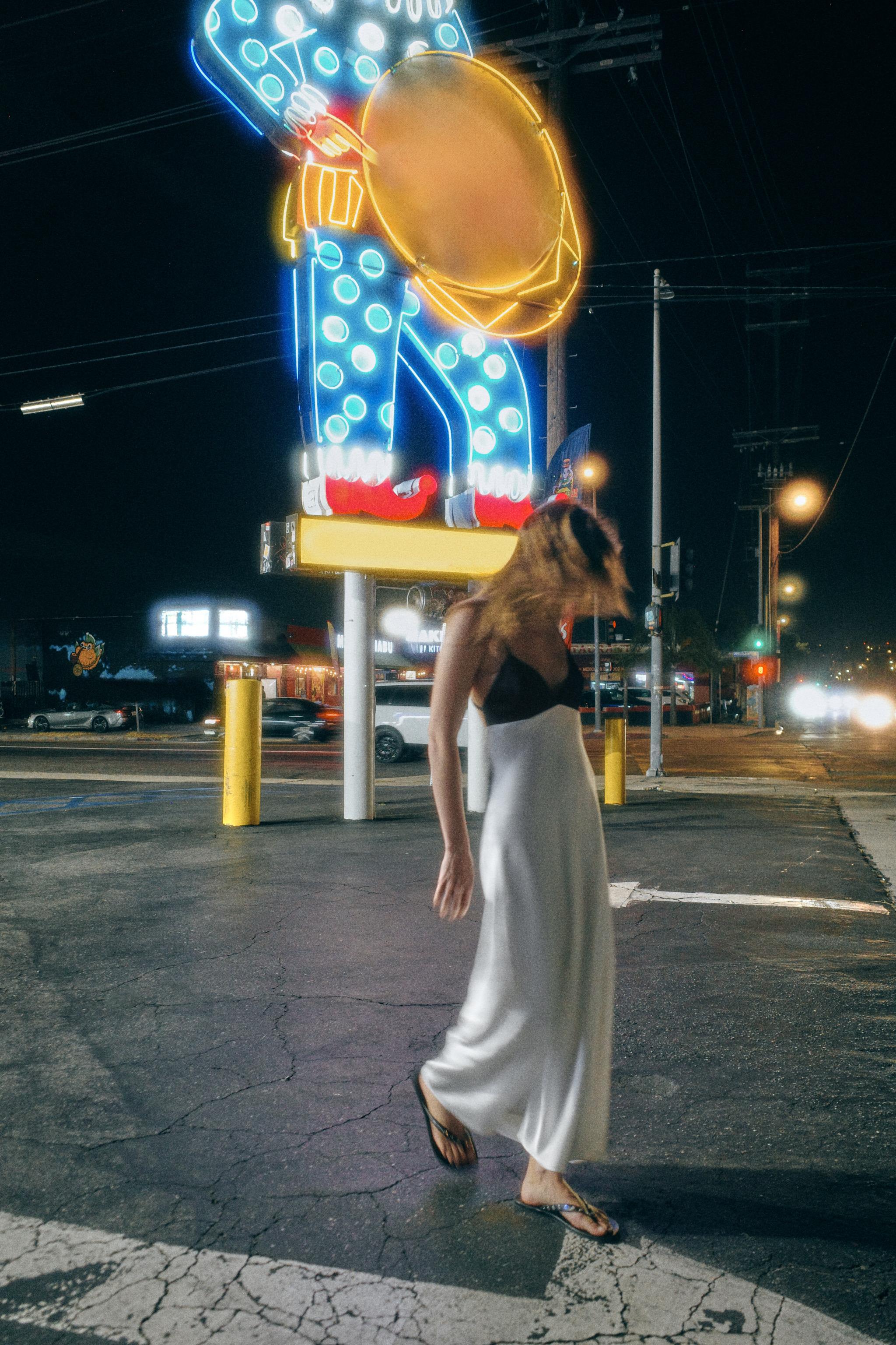 COMBINATION FOULARD SLIP DRESS
