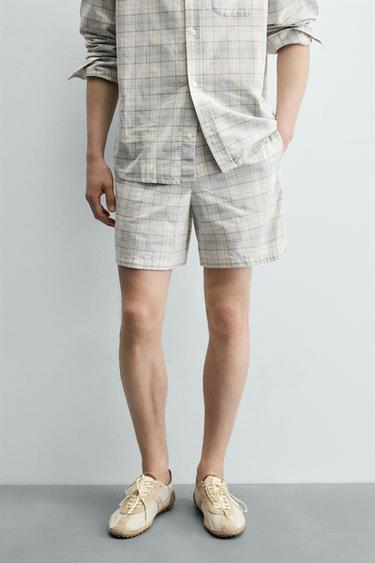 REGULAR FIT CHECK BERMUDA SHORTS - Sky blue by Zara - Image 1