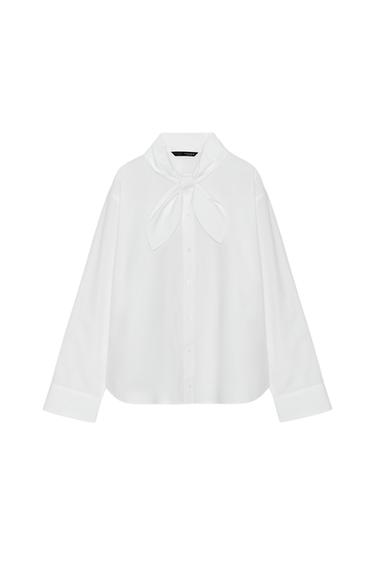 Zara POPLIN HANDKERCHIEF SHIRT - White