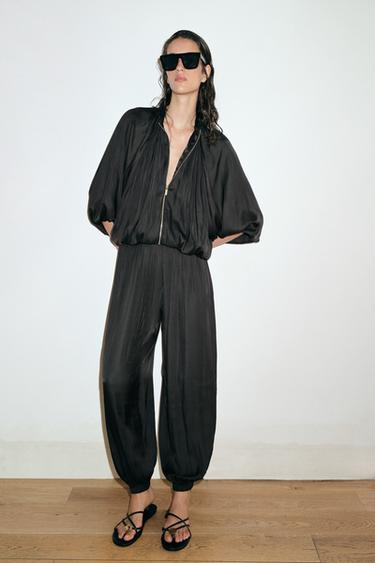 Zara 緞面燈籠褲 - 黑色 - 圖片 0