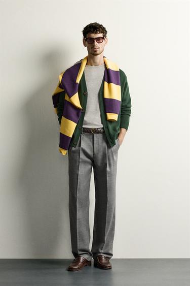 PANTALÓN PREGOS 100 % LA - Gris medio de Zara
