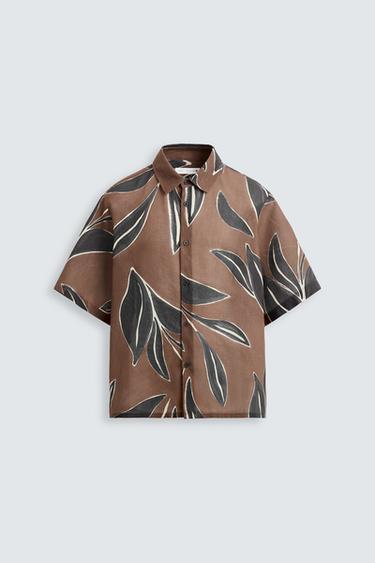CAMISA ESTAMPADO HOJAS - Marrón de Zara