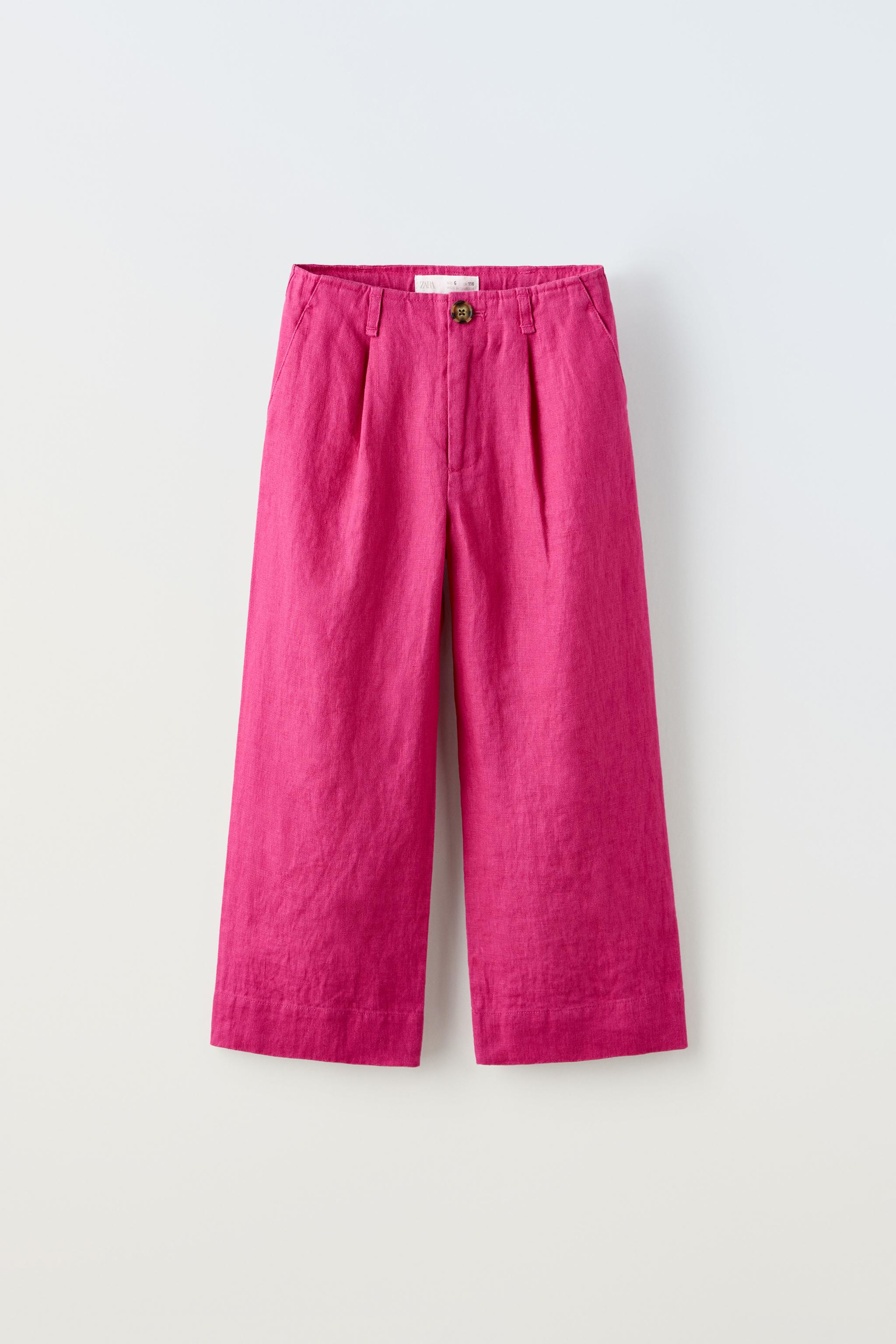 PANTALÓN LINO Fucsia ZARA Chile - Main Image