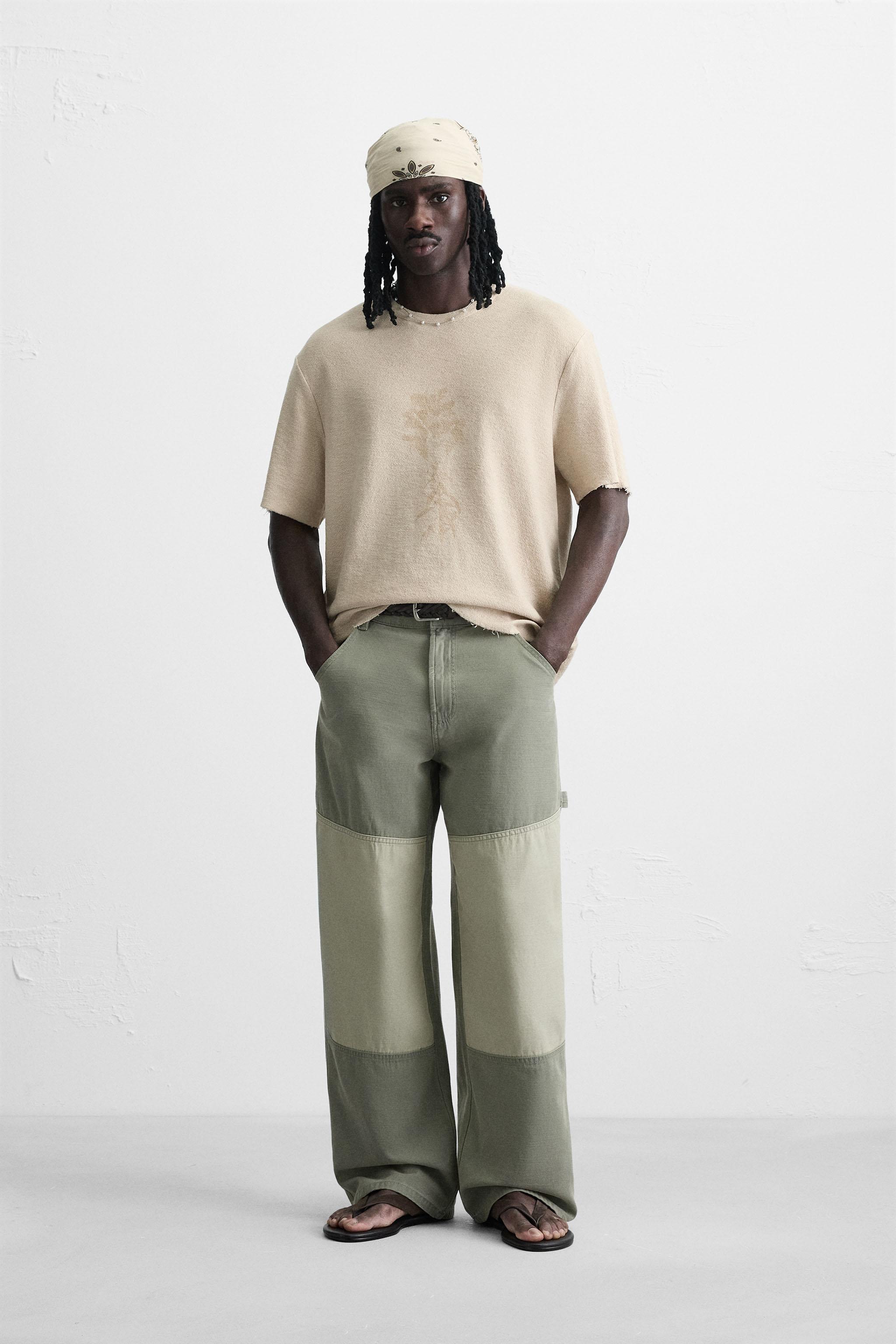 ★ドイツ発*ZARA*新作*SPRAYプリントニットTシャツ★ スプレープリントニットTシャツ - ブラウン | ZARA Japan / 日本