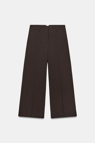 PANTALÓN ANCHO CORTO - Marrón de Zara - Imagen 0