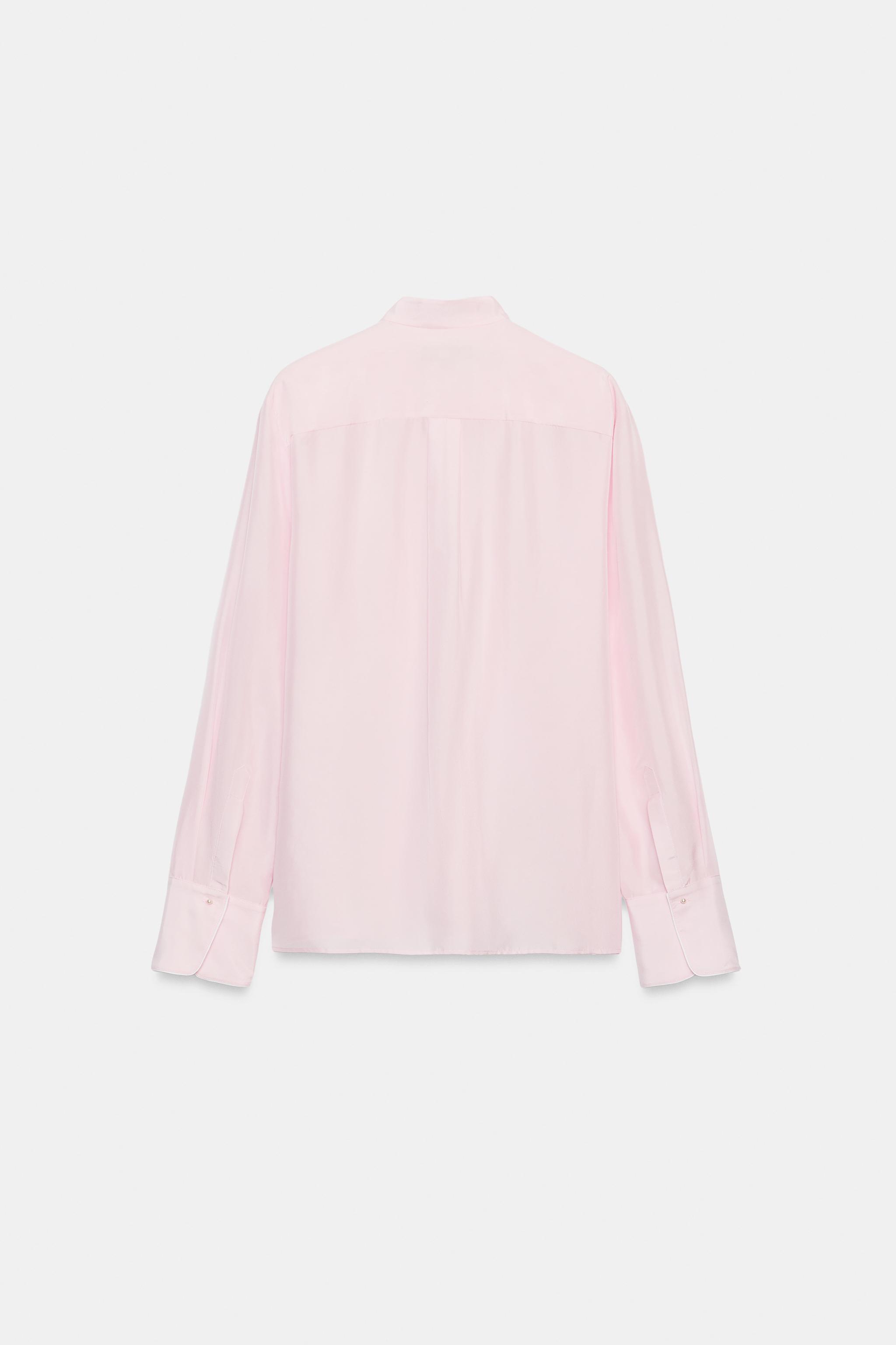 Женские рубашки Zara CONTRASTING SILK ZW COLLECTION SHIRT — фото 10