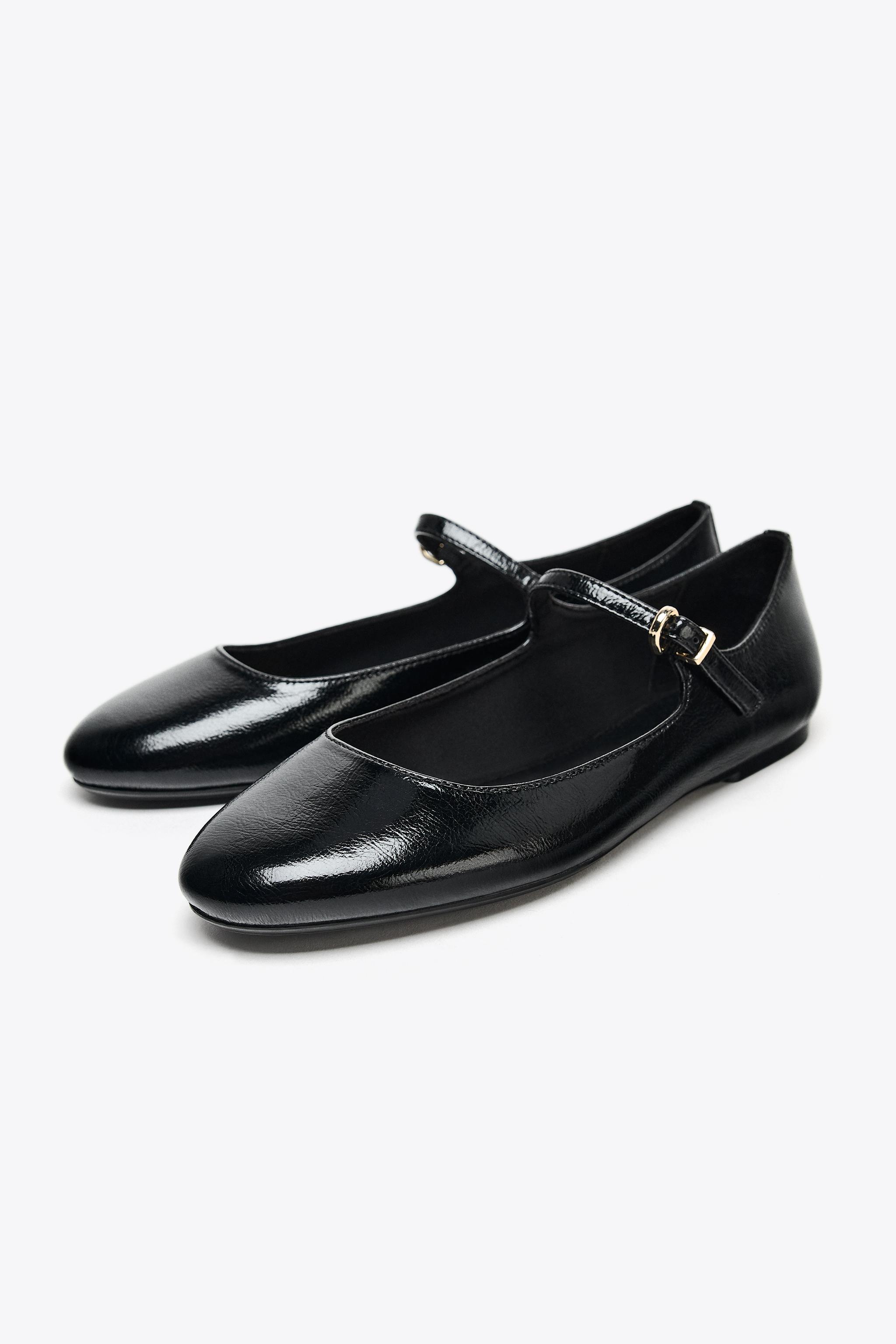 エナメル風バレリーナシューズ - ブラック | ZARA Japan / 日本