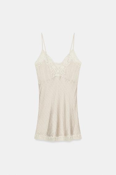 ROBE COURTE BRODERIES ZW COLLECTION - Écru moyen de Zara - Image 6