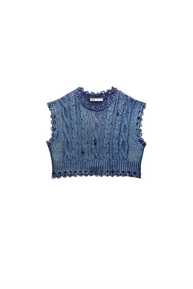CABLE KNIT METALLIC VEST