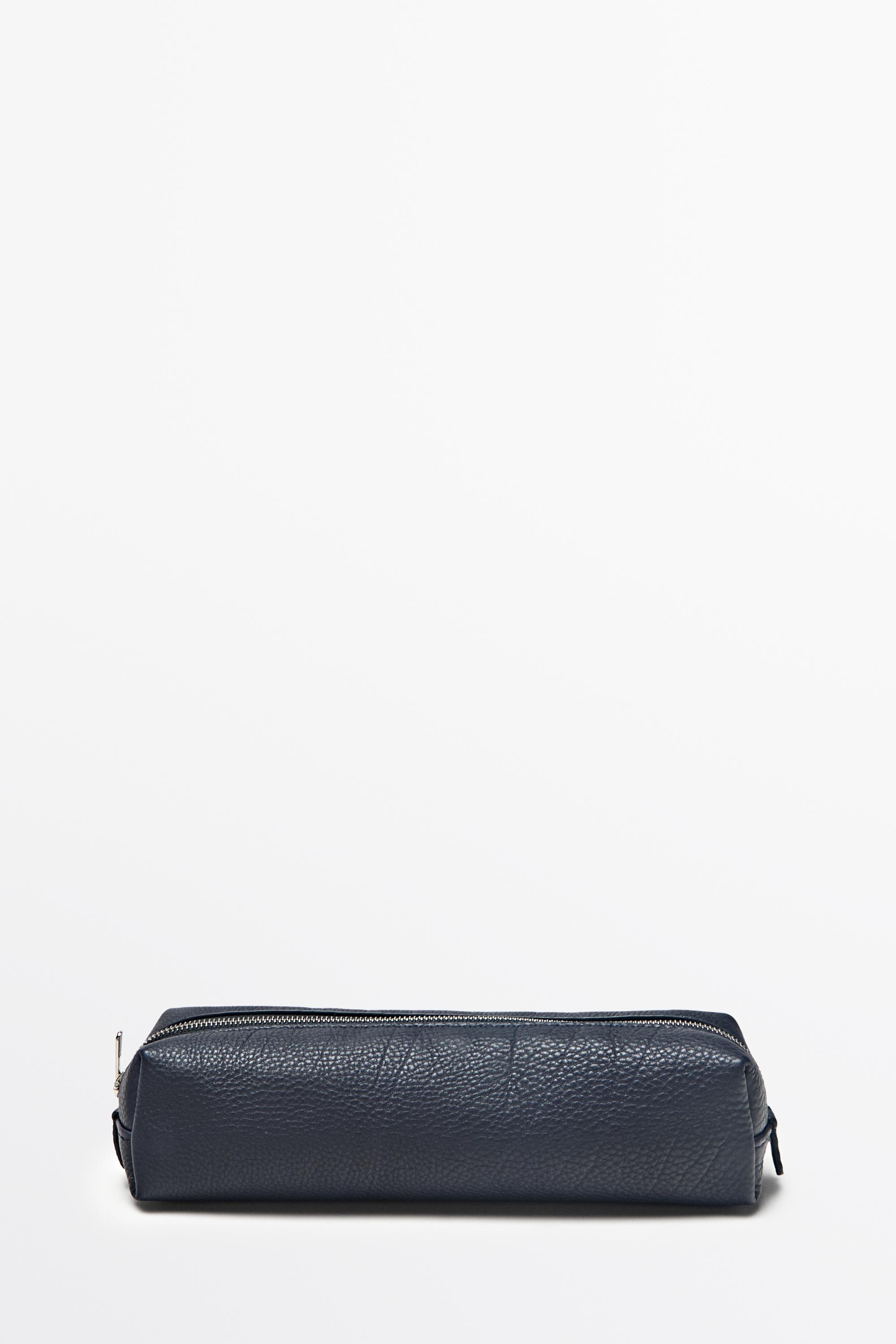 Trousse zippée en cuir nappa