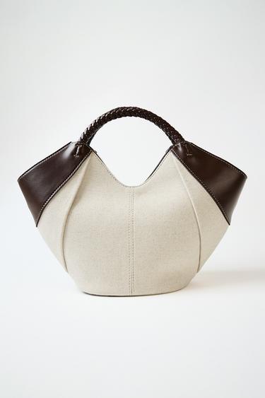 BOLSO MINI SHOPPER CANVAS - Beige claro de Zara