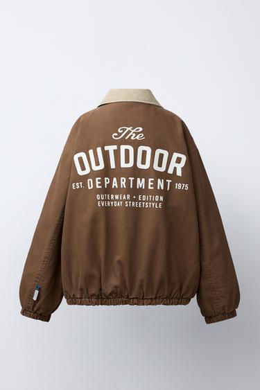 Zara CONTRAST COLLAR JACKET - Brown