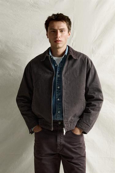 COMBINED COLLAR ZIP-UP JACKET — Brown 2