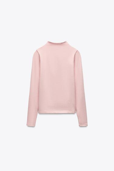 TURTLENECK T-SHIRT - Dusty pink by Zara