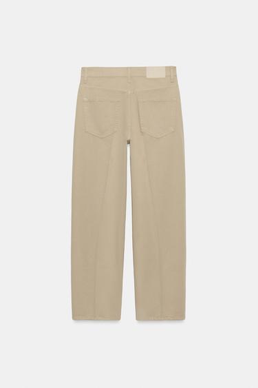 PANTALON BARREL À RAYURE PLISSÉE - Camel clair de Zara - Image 7
