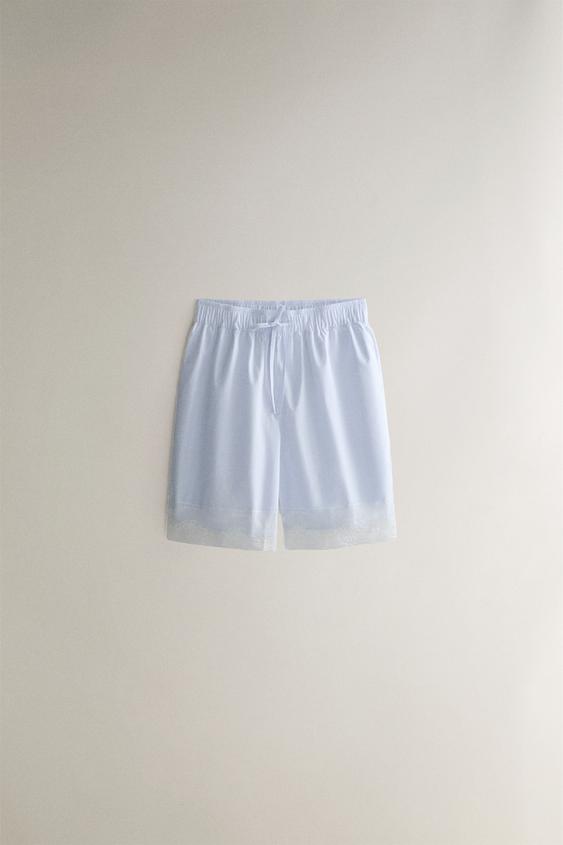 STRIPED LACE SHORTS - أزرق الخاص بـ Zara - صورة 0