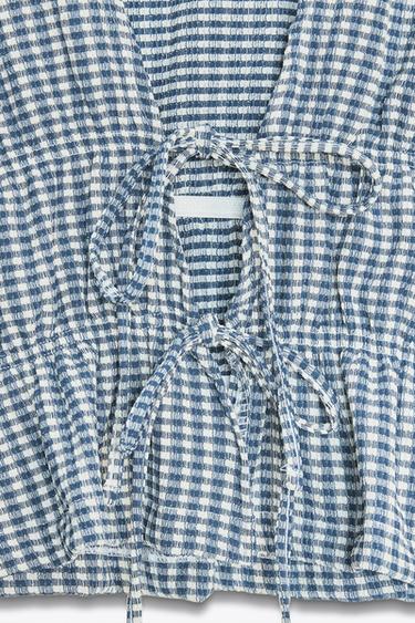 GINGHAM TOP WITH TIES - Blue/White by Zara - Image 7
