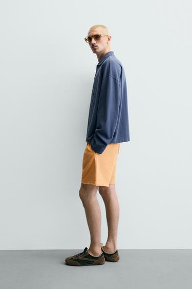 WASHED RELAXED FIT JOGGER BERMUDA SHORTS - Orange by Zara - Image 3