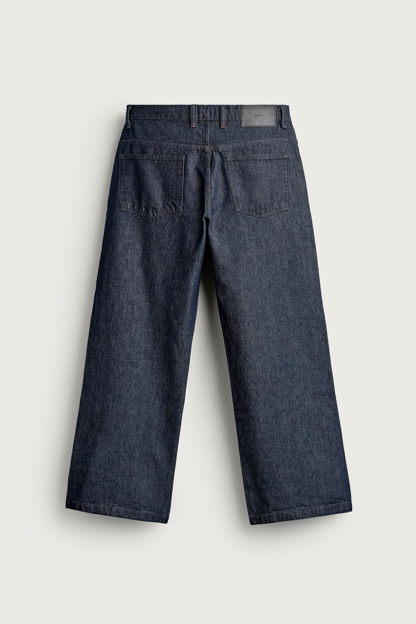 Мужские джинсы Zara Relaxed-Fit Twisted-Seam, цвет: Индиго — фото 7