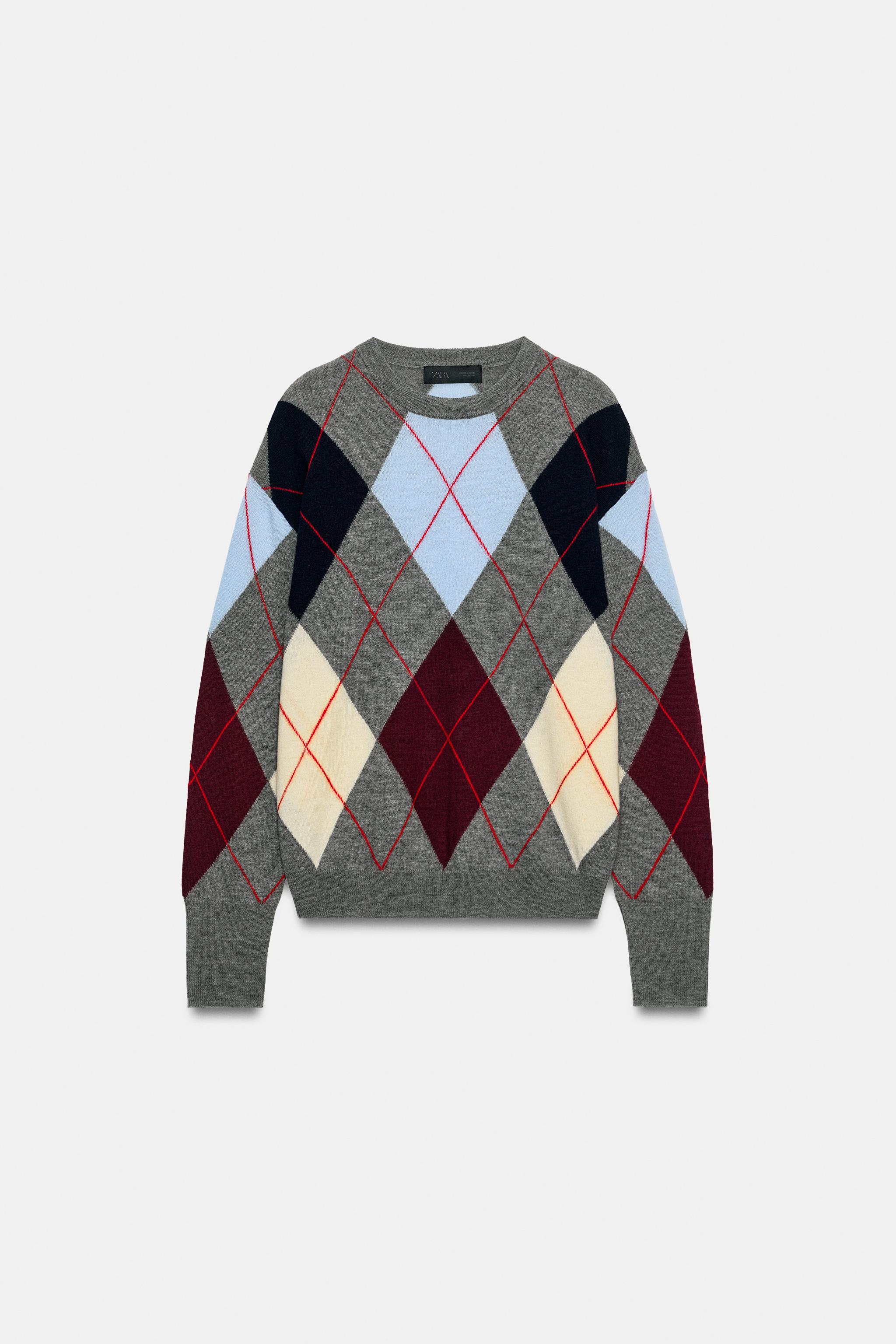 EXTRA-SOFT 100% WOOL ARGYLE JUMPER