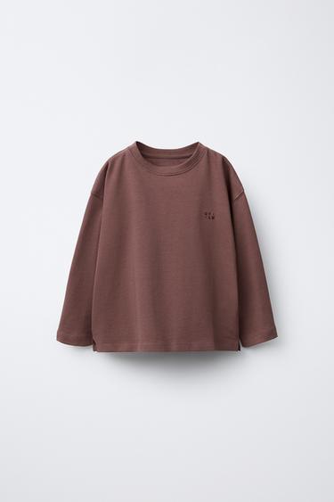 CAMISETA HEAVYWEIGHT BORDADO - Morado empolvado de Zara