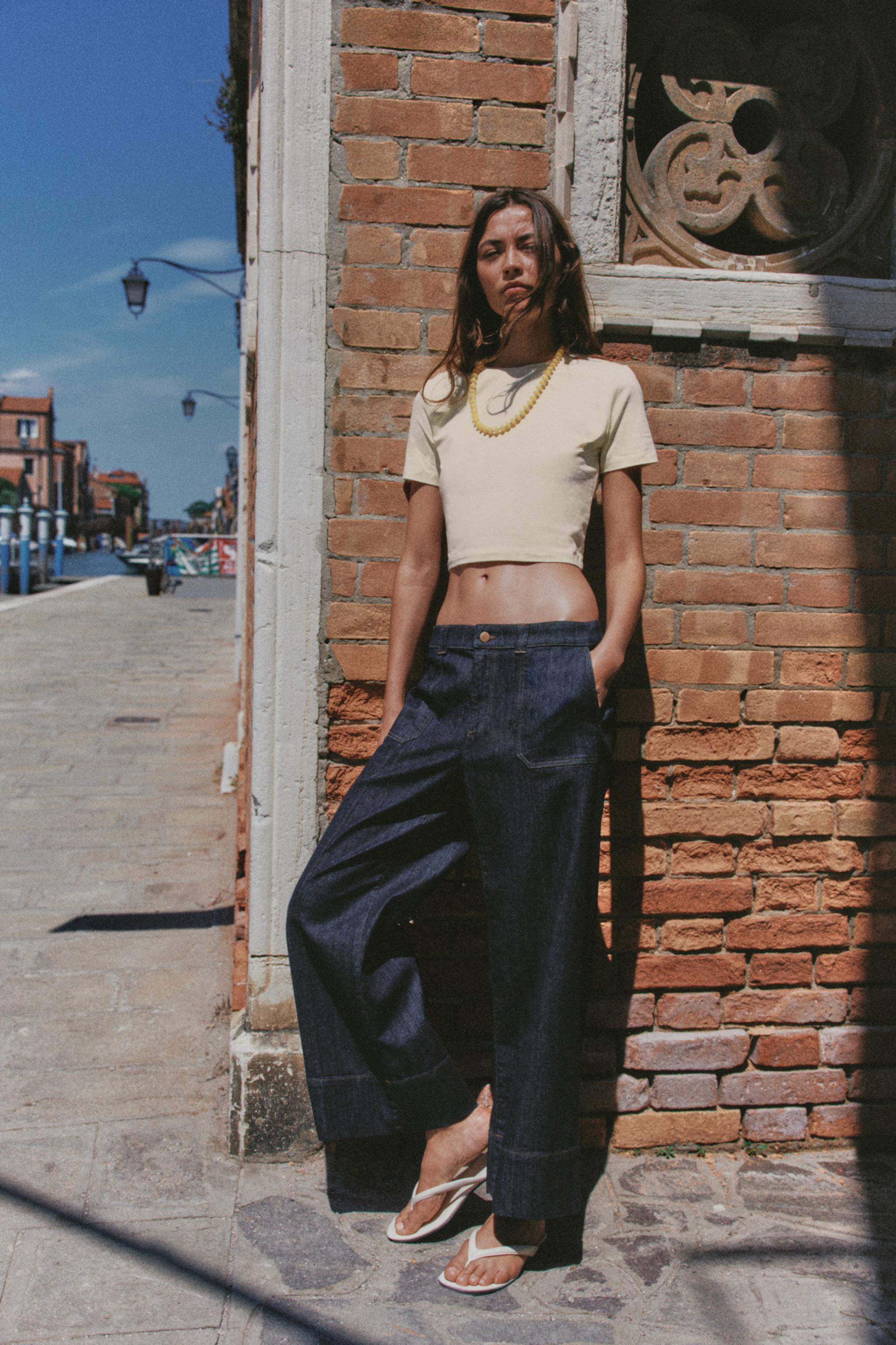 Zara KISA KOLLU CROP T-SHIRT