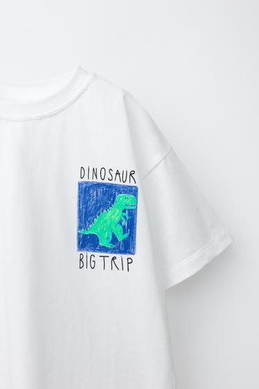 ENSEMBLE JOGGING T-SHIRT ET BERMUDA DINOSAURE - Bleu / Blanc de Zara - Image 2