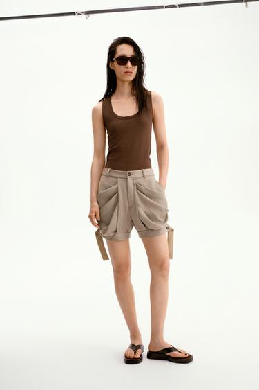 Zara 細薄針織上衣 - 淺棕色