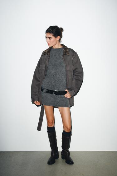 SOFT KNIT MINI DRESS WITH SEAM DETAIL - Grey marl by Zara