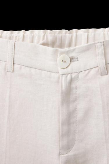 Zara 100% LINEN STRAIGHT PANTS - Sand