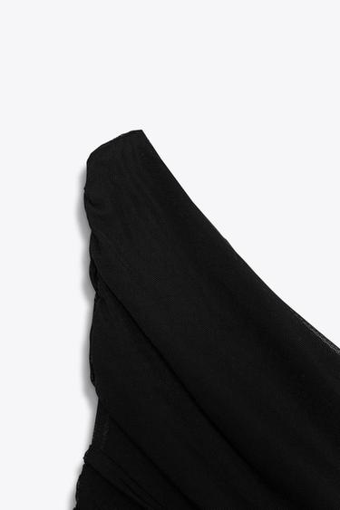 ASYMMETRISCHER BODY AUS DRAPIERTEM TÜLL - Schwarz von Zara