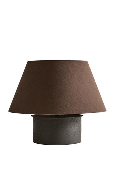 METAL AND COTTON TABLE LAMP - Brown by Zara