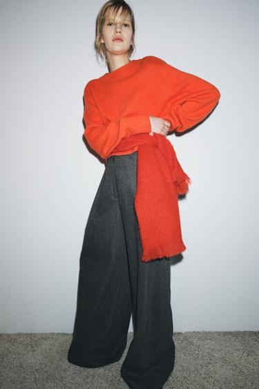 ZW COLLECTION WIDE-LEG DARTED TROUSERS - Grey by Zara - Image 4