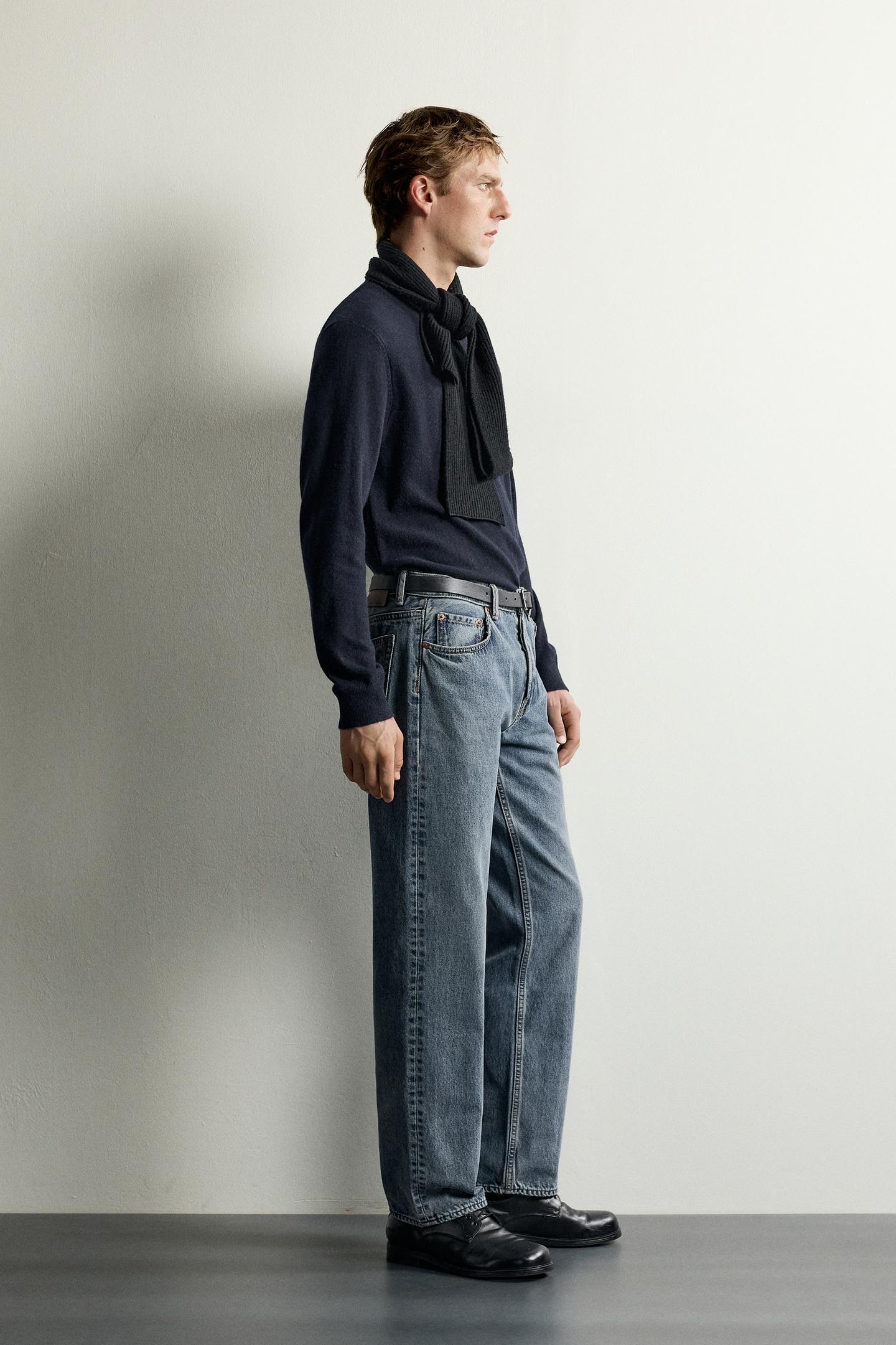 Мужские джинсы Zara Straight-Fit, цвет: Индиго — фото 4
