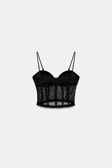 CORSETRY-INSPIRED LACE TOP - Black by Zara - Image 5