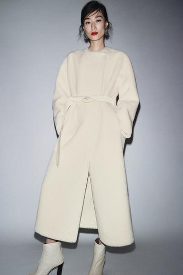 FAUX FUR COAT ZW COLLECTION LIMITED EDITION - Cream by Zara